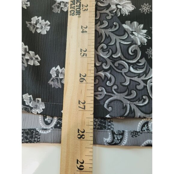 Donkenny Womens  Shirt 1X Black White Paisley Patchwork Button-Up 100% Polyester - Picture 8 of 9